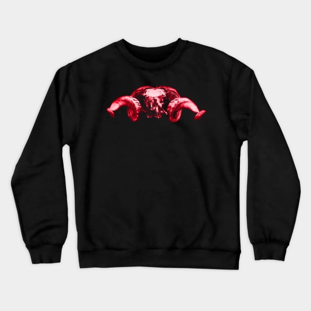 Ram Skull Red Crewneck Sweatshirt by RaphaelWolf